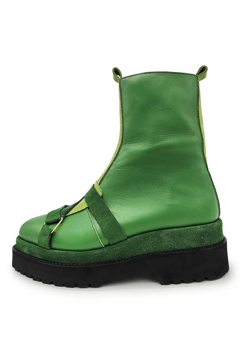 Ghete de piele cu garnituri de piele intoarsa