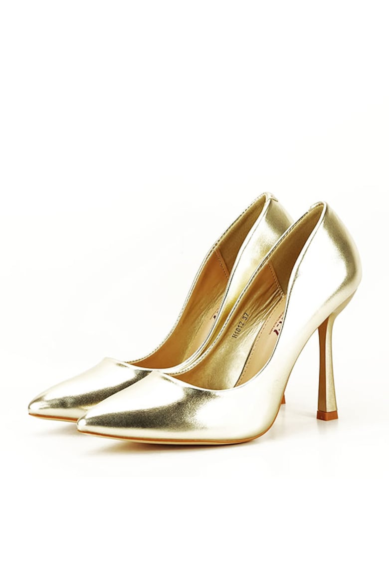Pantofi aurii cu toc comod H1012 11395