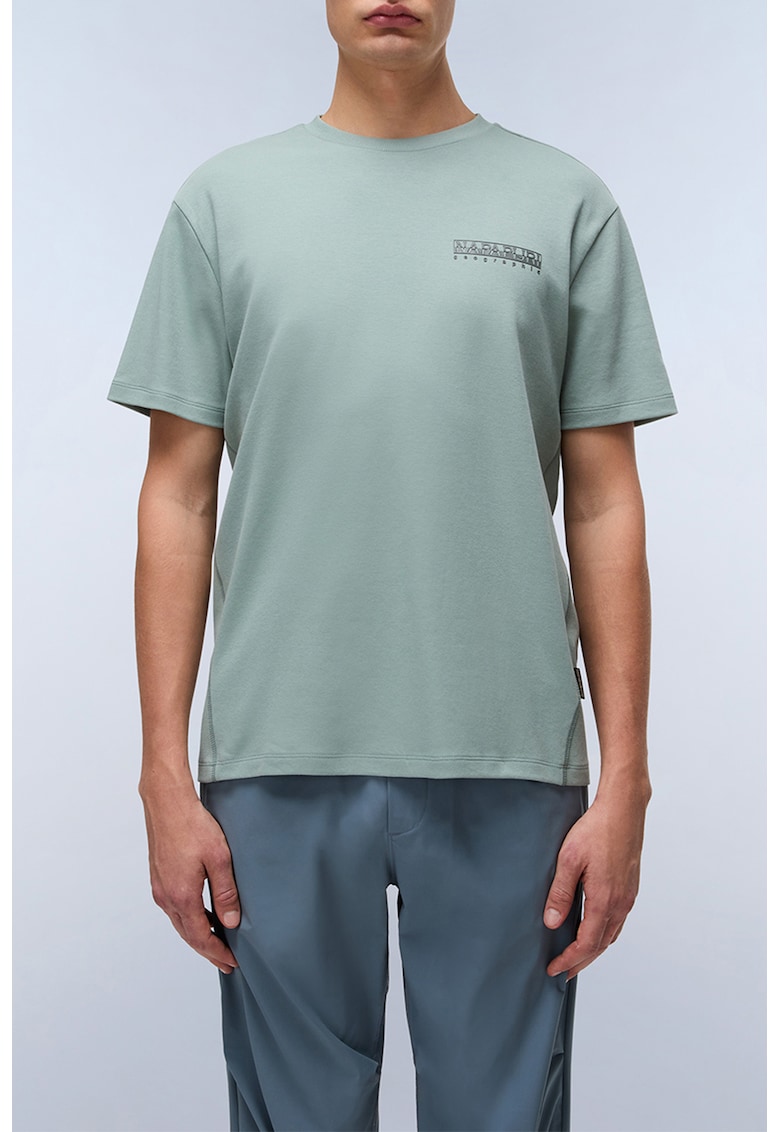 Tricou din bumbac cu imprimeu logo si model grafic Tricou din bumbac cu imprimeu logo si model grafic