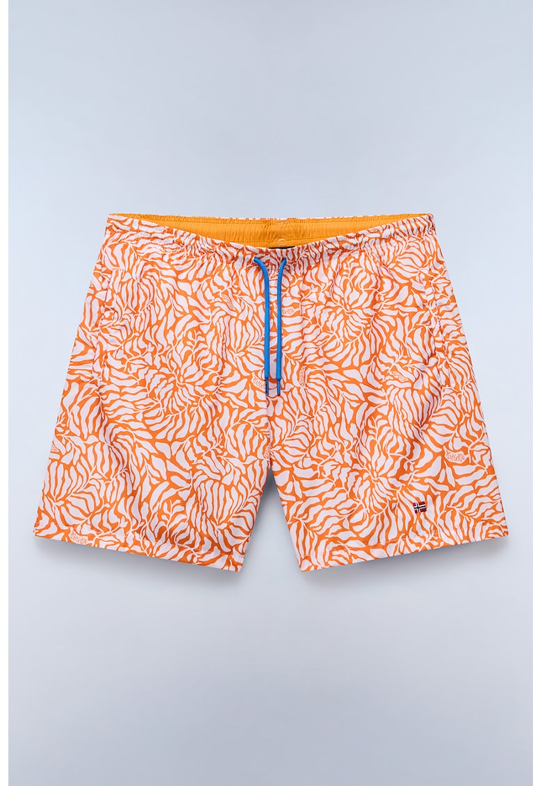 Pantaloni scurti de baie cu model - Alb/Portocaliu