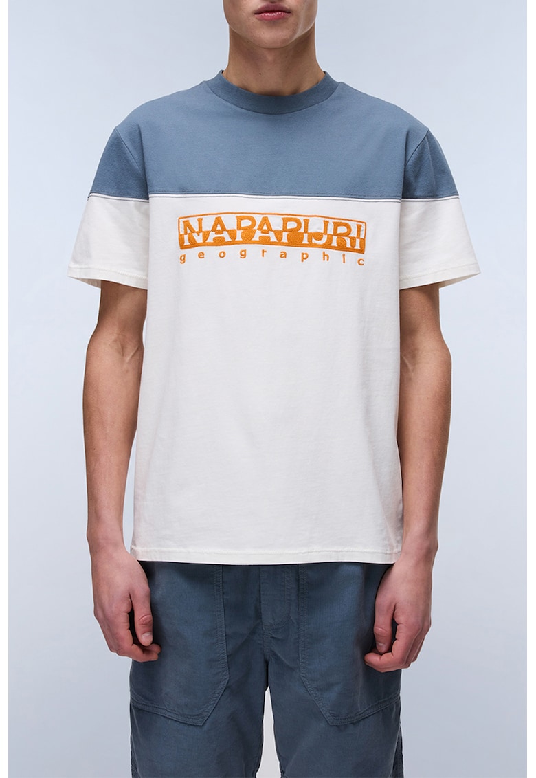 Tricou de bumbac cu model colorblock Saturnia