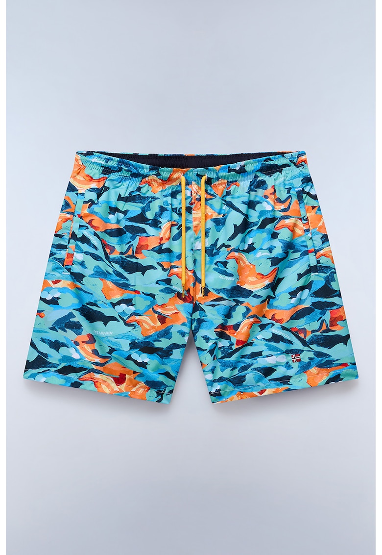 Pantaloni scurti de baie cu model - Portocaliu/Albastru