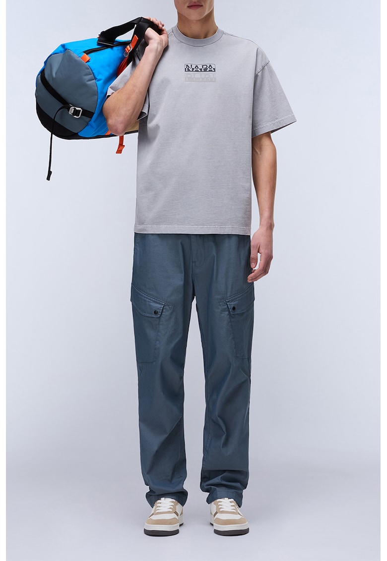 Tricou cu decolteu la baza gatului si logo Cortona - Gri deschis