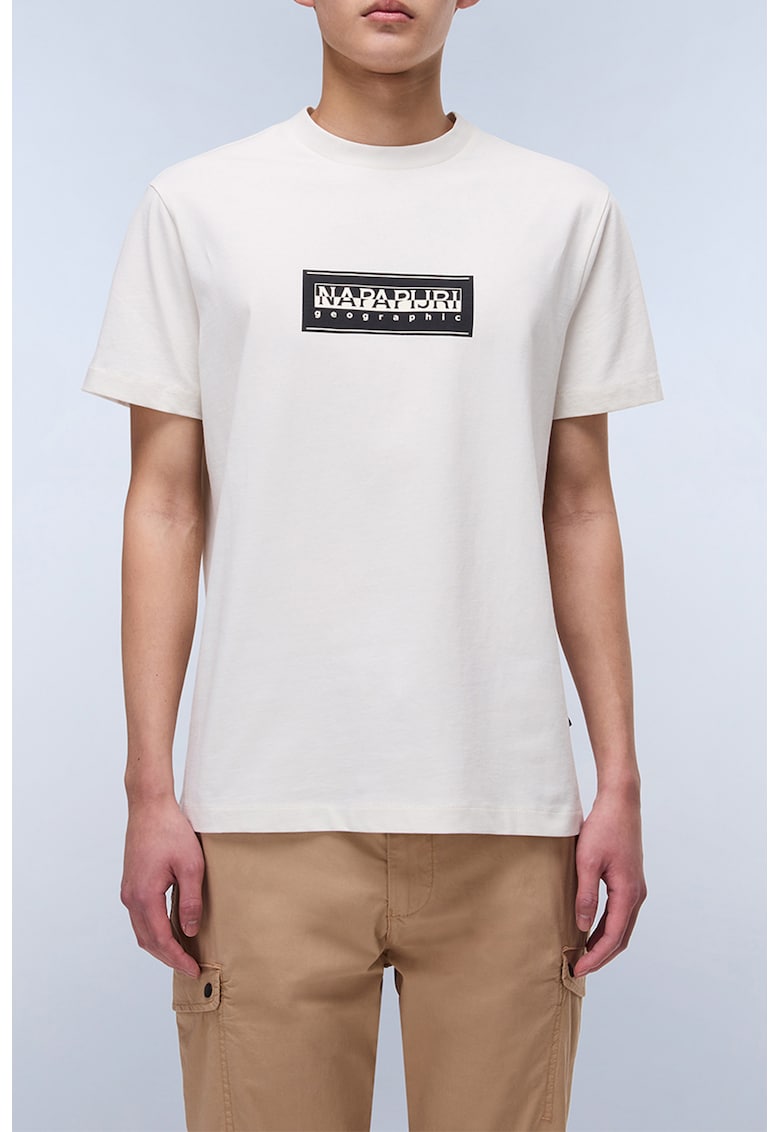 Tricou din bumbac cu imprimeu logo - Negru/Alb optic