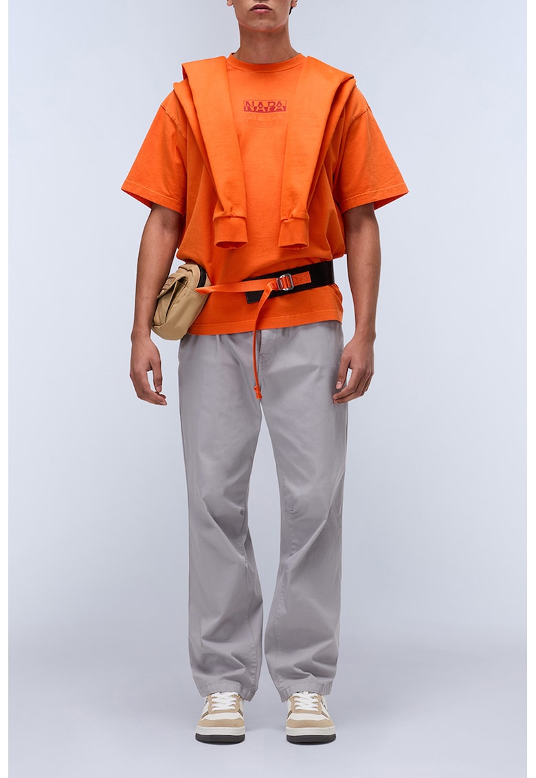 Tricou cu decolteu la baza gatului si logo Cortona - Portocaliu