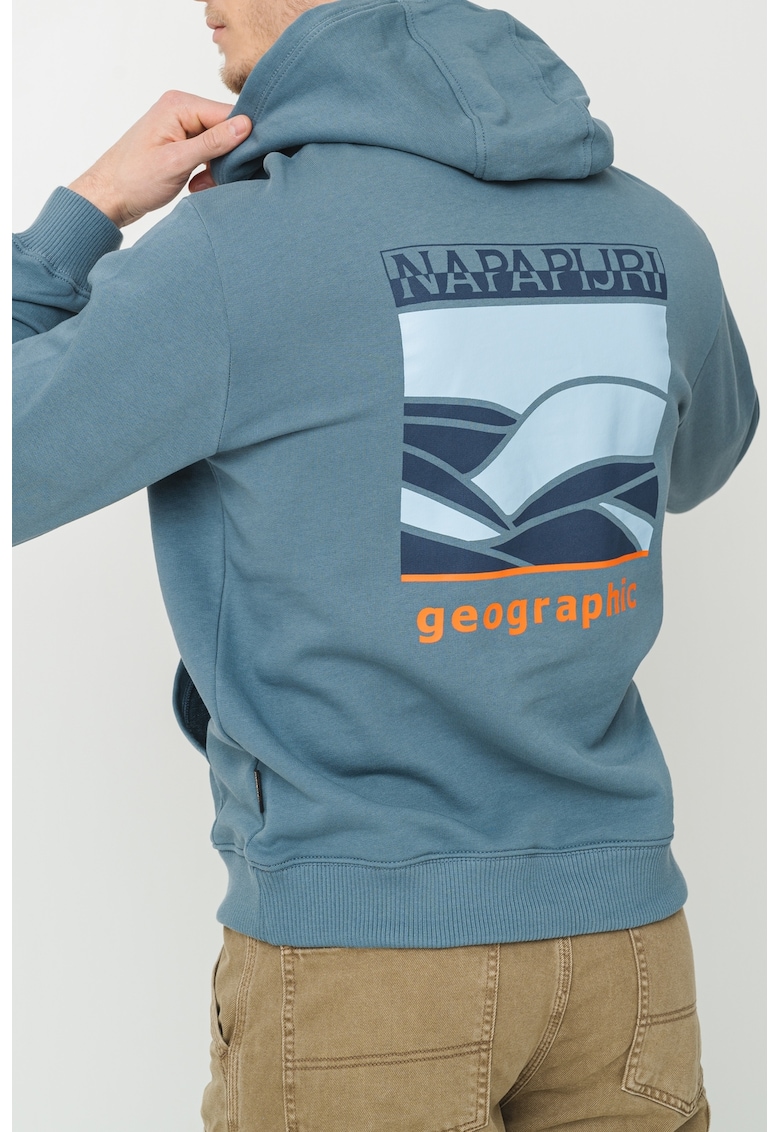 Hanorac de bumbac cu imprimeu - Portocaliu/Albastru petrol