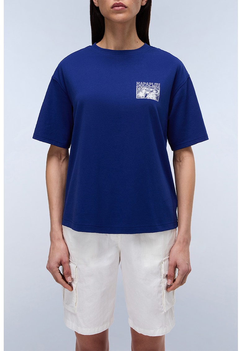 Tricou lejer din bumbac - Albastru indigo