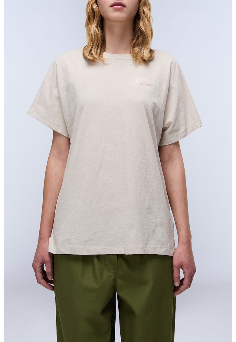 Tricou de bumbac Eclair - Maro taupe