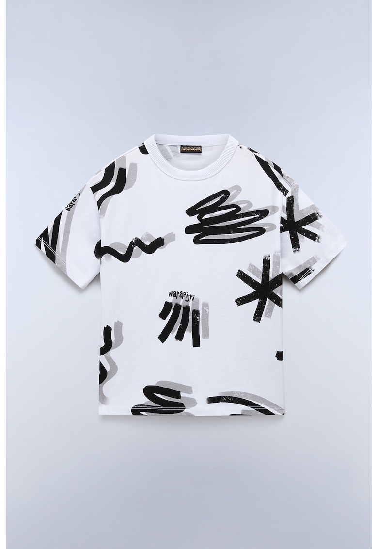 Tricou cu model grafic Lieto - Alb/Negru