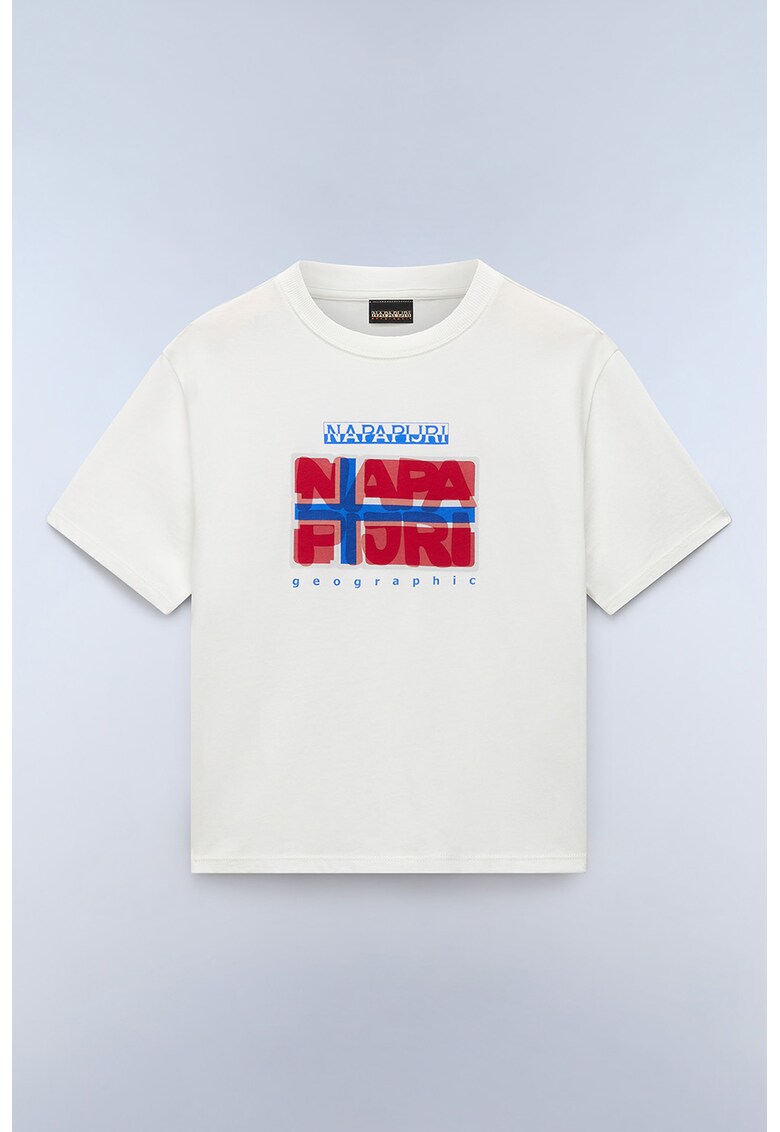 Tricou din bumbac cu deign grafic - Alb/Rosu inchis/Albastru