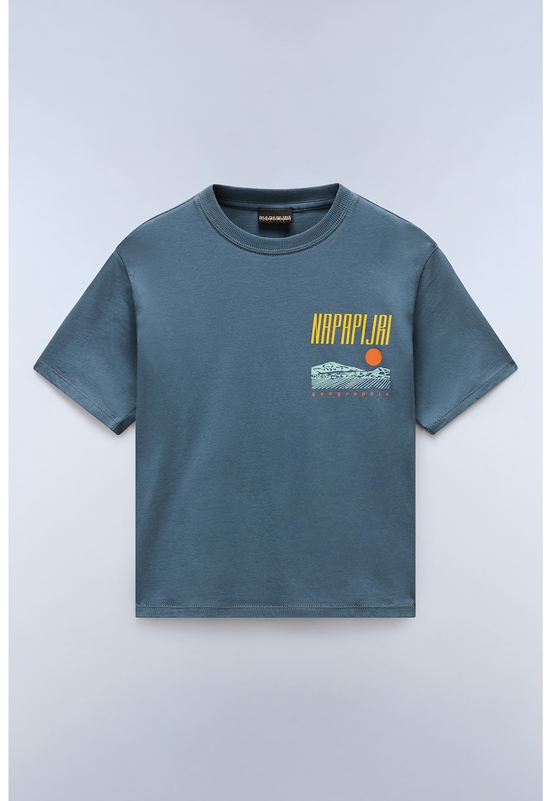 Tricou din bumbac cu deign grafic - Albastru petrol