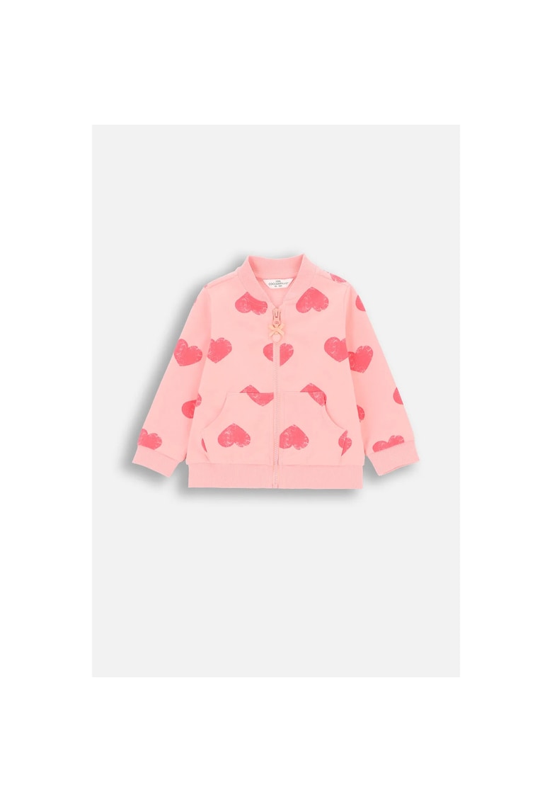 Hanorac copii - cu fermoar - roz - material confortabil - bumbac