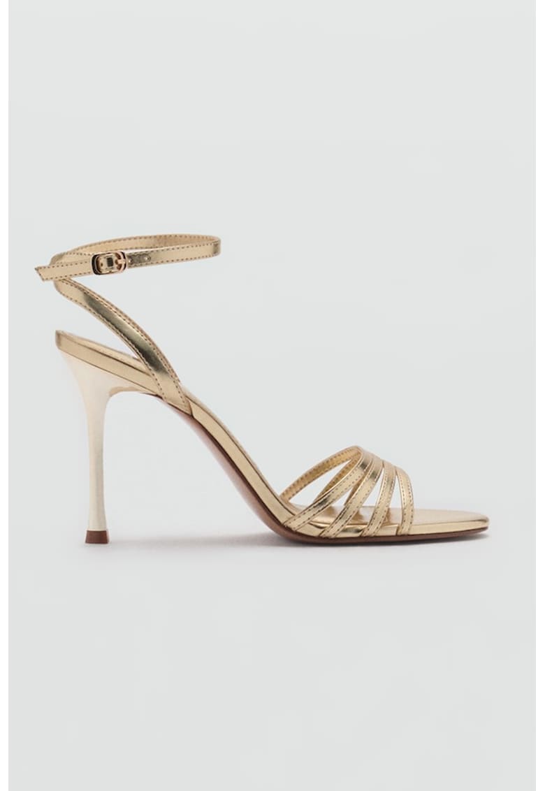 Sandale cu toc si barete - Auriu