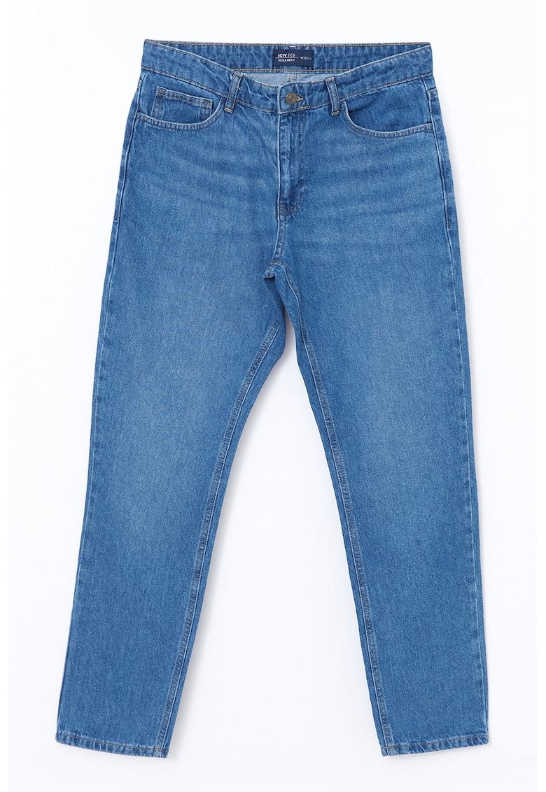 Blugi cu talie medie si model uni Blugi cu talie medie si model uni