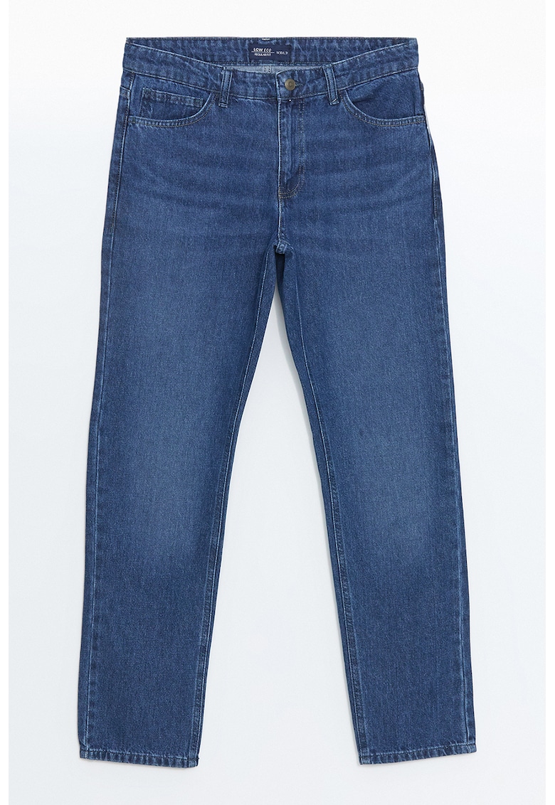 Blugi cu talie medie si model uni Blugi cu talie medie si model uni