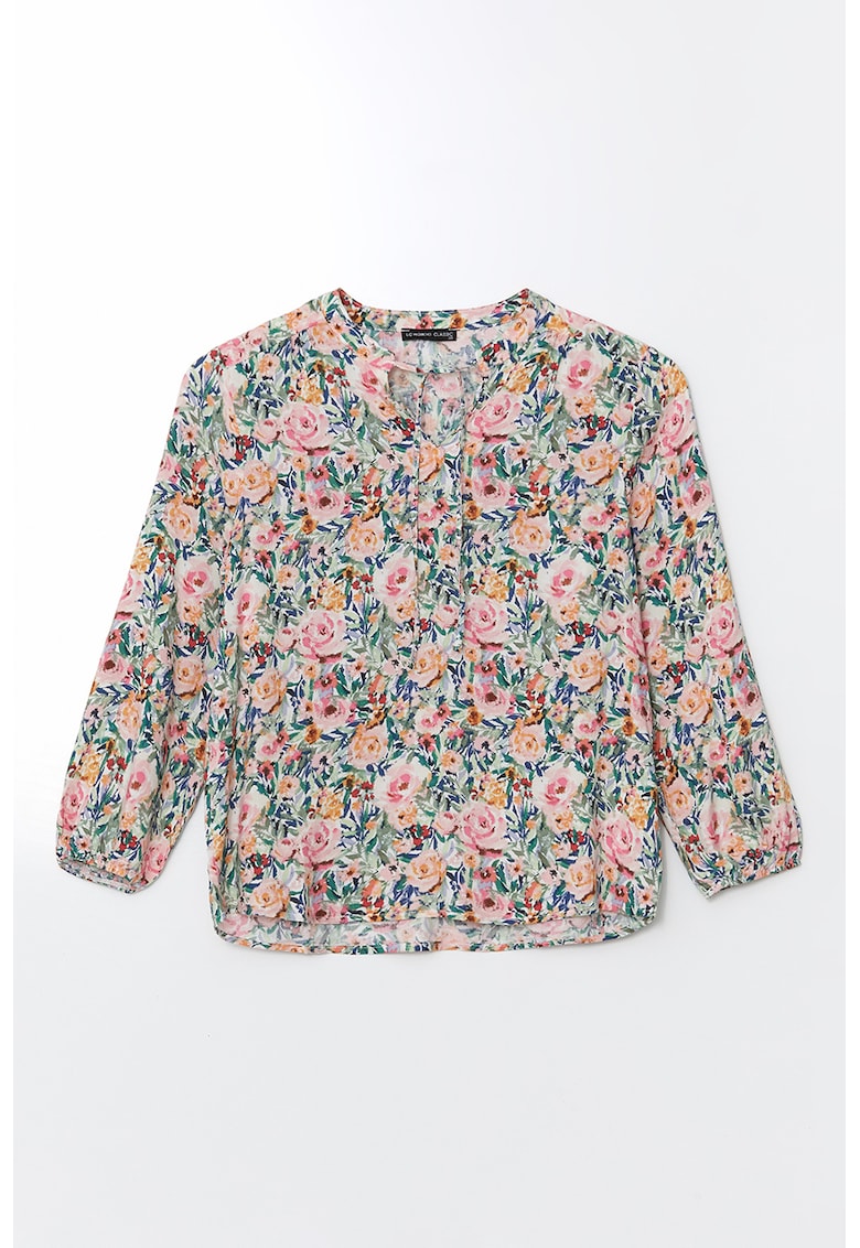 Bluza cu model floral si snururi laterale