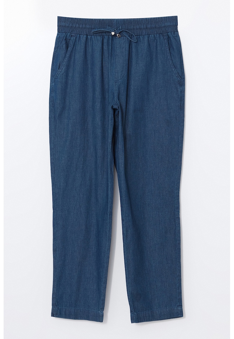 Blugi crop conici cu snur