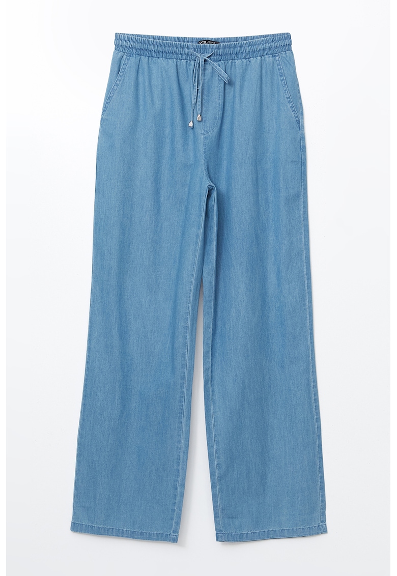 Pantaloni din material chambray cu croiala dreapta