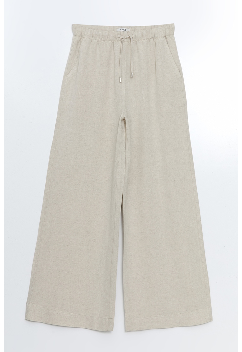 Pantaloni din amestec de in cu croiala ampla