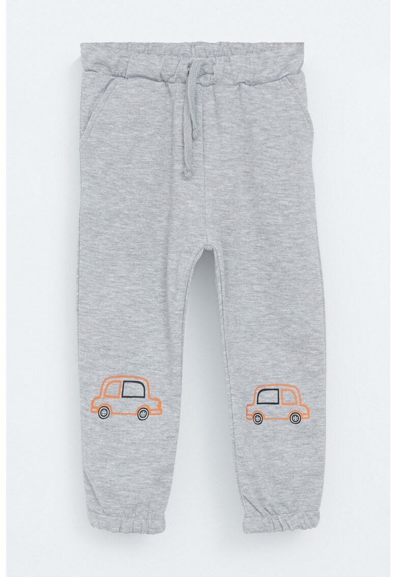 Pantaloni de trening cu snur de ajustare si imprimeu grafic