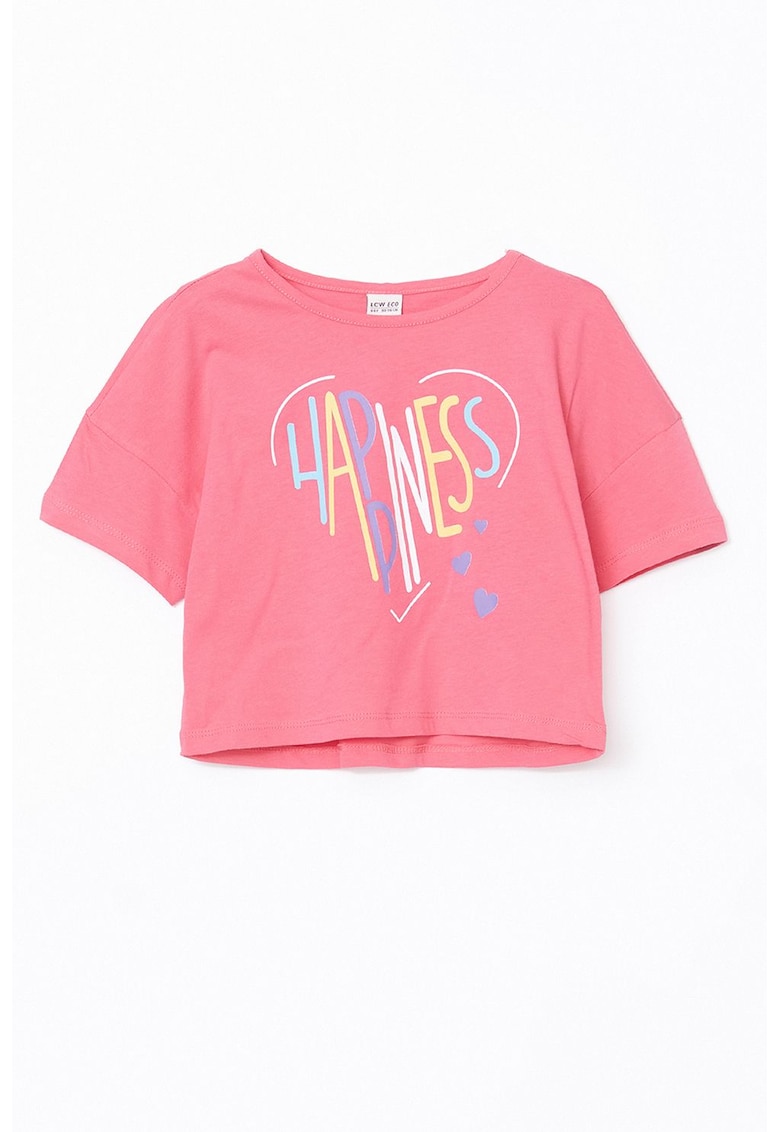 Tricou crop din bumbac cu imprimeu grafic Tricou crop din bumbac cu imprimeu grafic