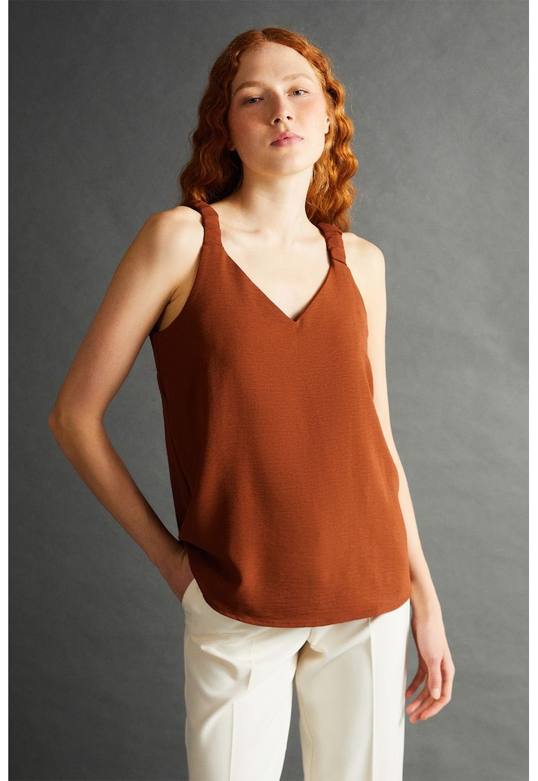 Top cu bretele cu fronseuri