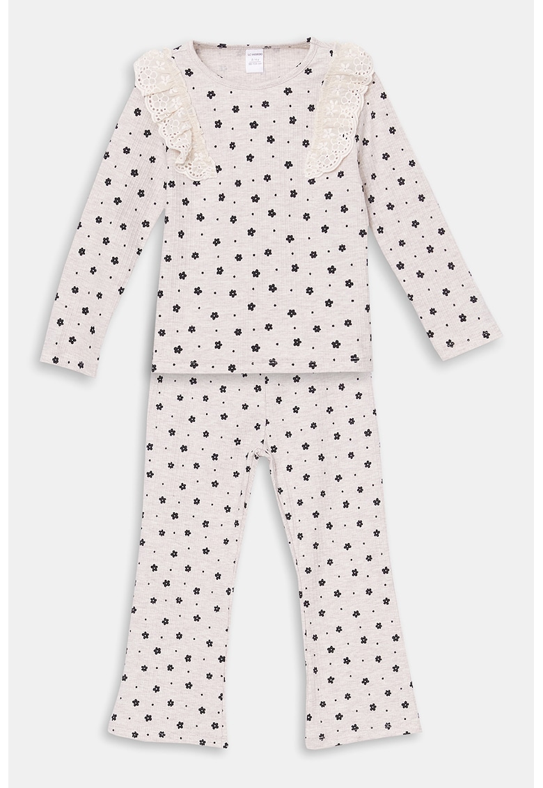 set de pantaloni si bluza cu imprimeu floral