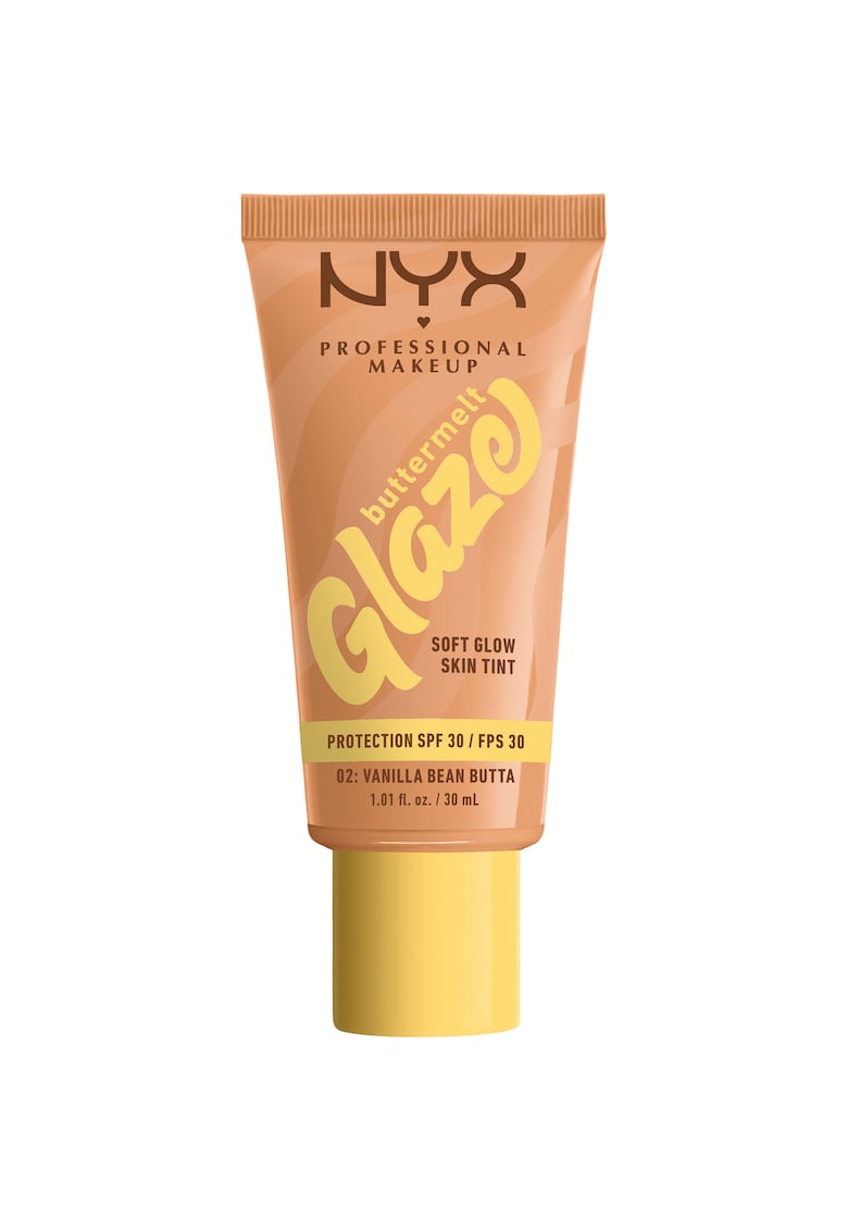 Fond de ten cu formula lejera si efect stralucitor NYX PM Buttermelt Glaze Tint - contine SPF 30 - 30 ml
