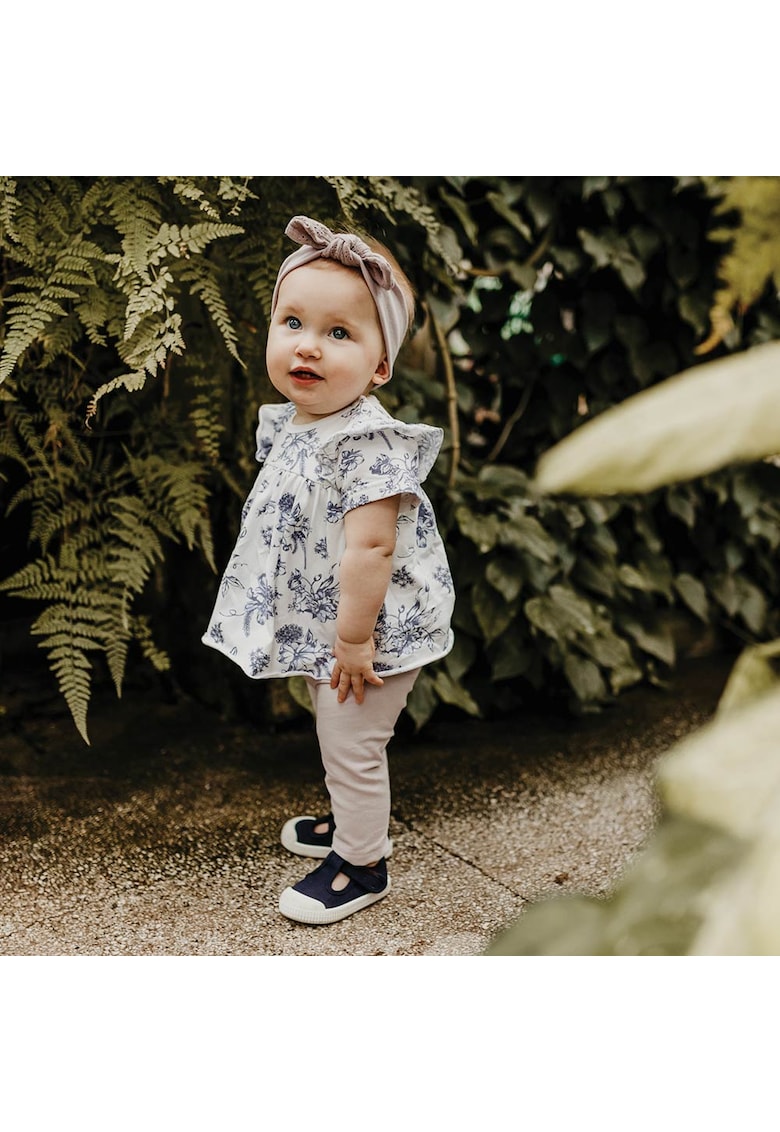 Body tip rochita - cu maneca scurta si model floral -  - Botanic - Alb - pentru fetite