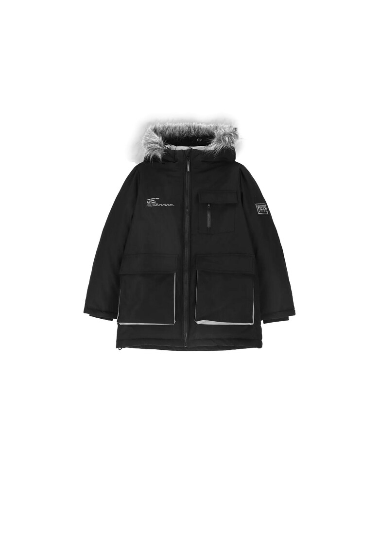 Geaca copii - neagra - poliester - pentru baieti Geaca copii - neagra - poliester - pentru baieti