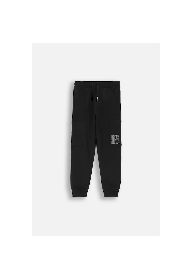 Pantaloni sport cu snur in talie - Negru