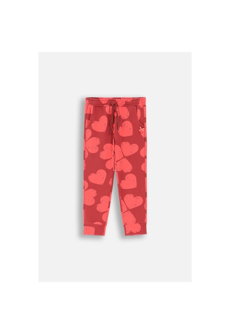 Pantaloni sport cu imprimeu cu inimi - Rosu