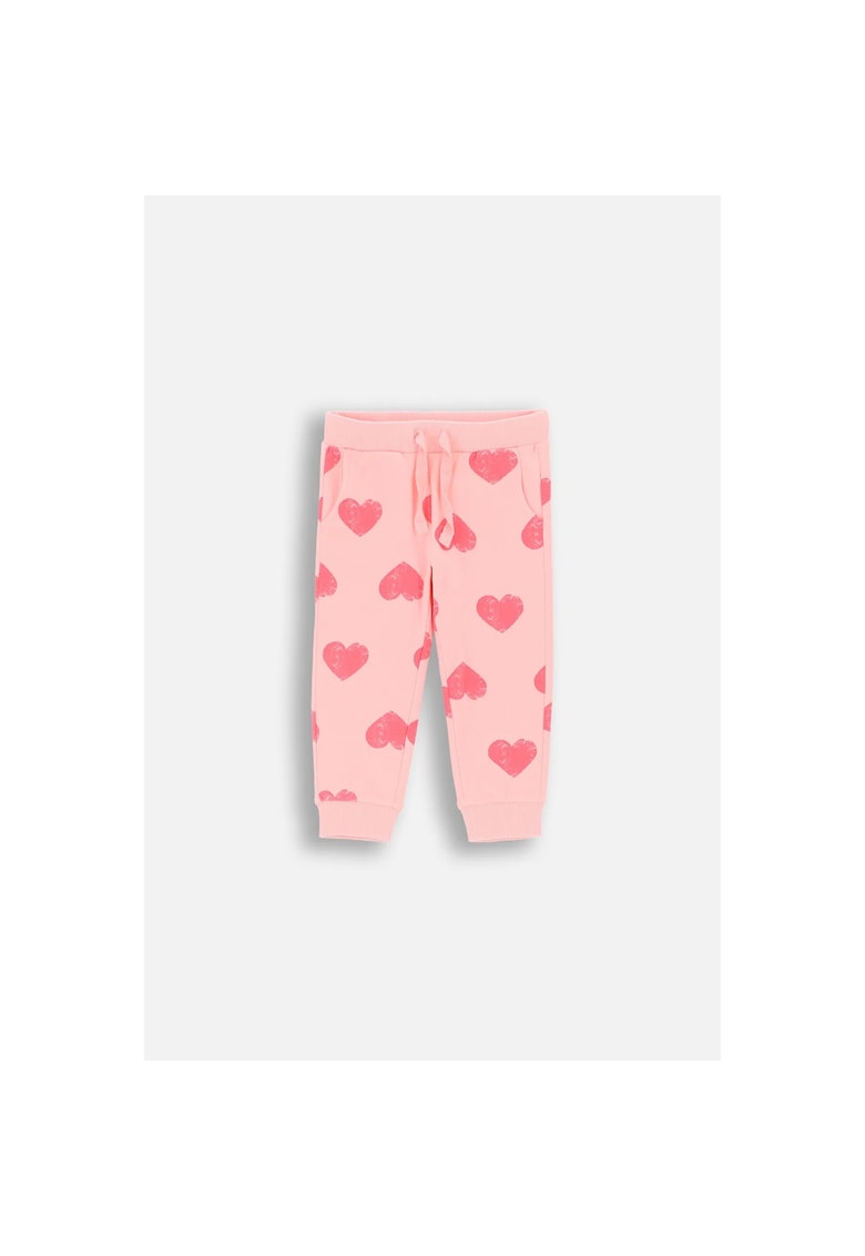 Pantaloni sport cu imprimeu cu inimi - Roz