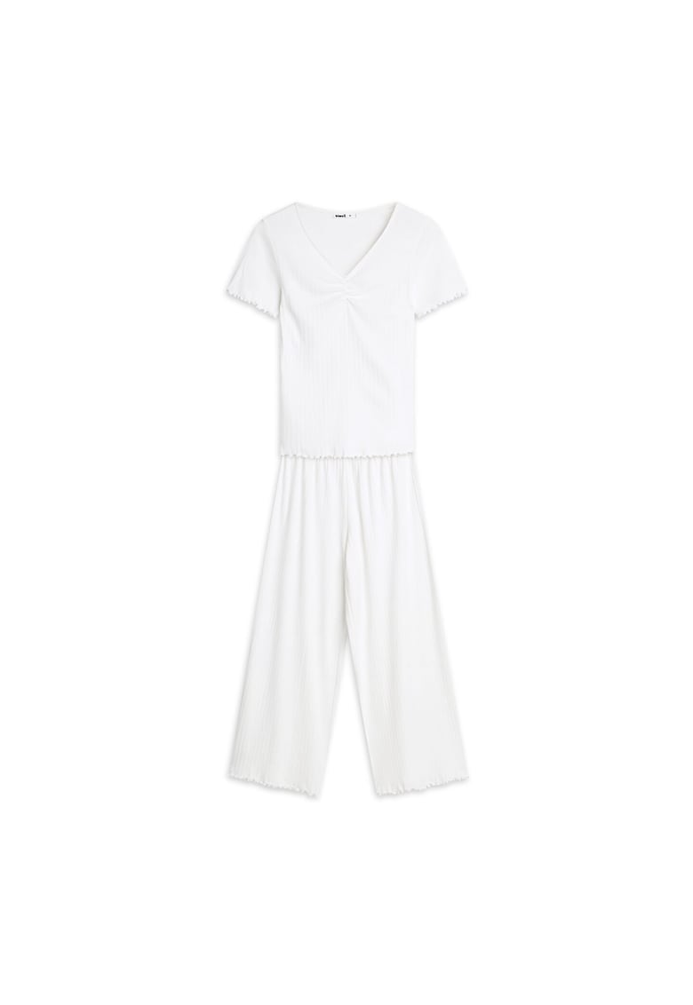 Pijama dama Malesia Alb crem - Grafic