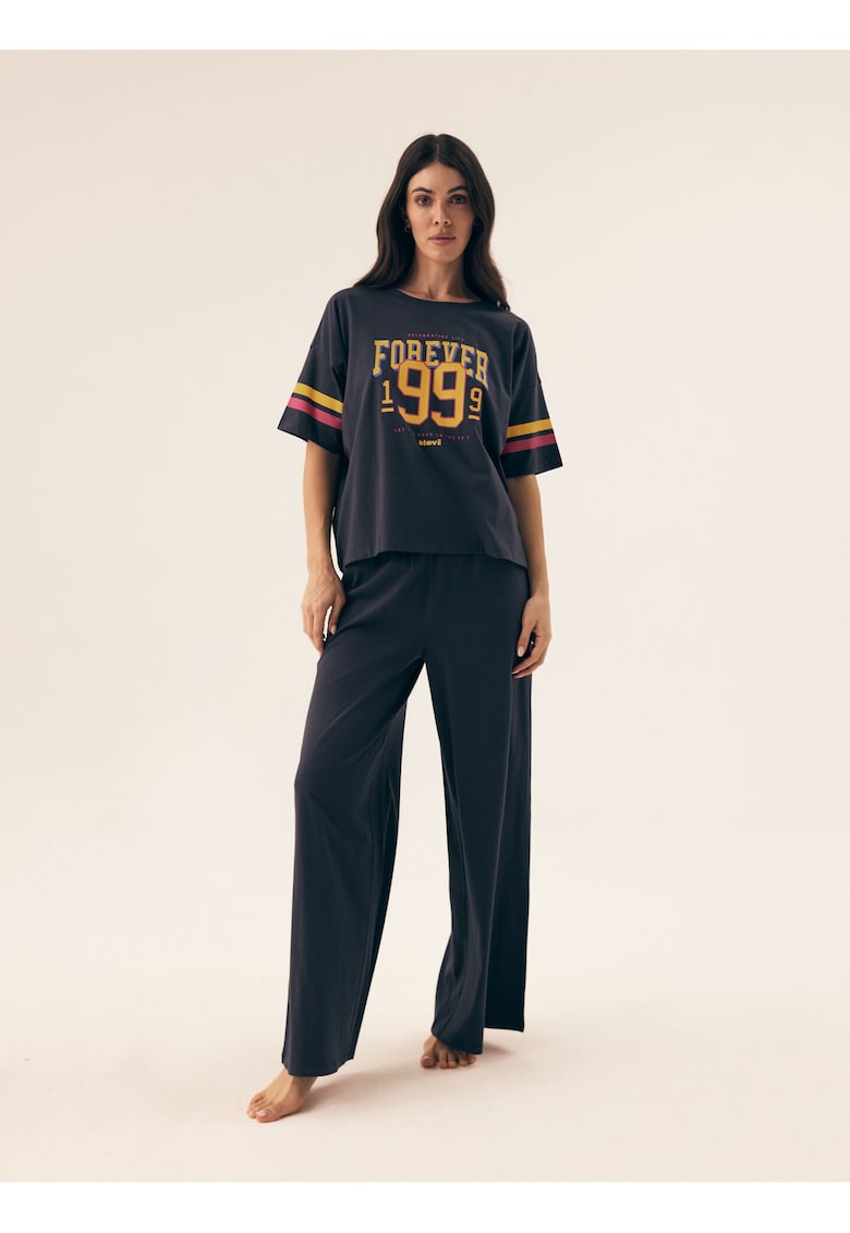 Pijama dama Forever albastru - Text