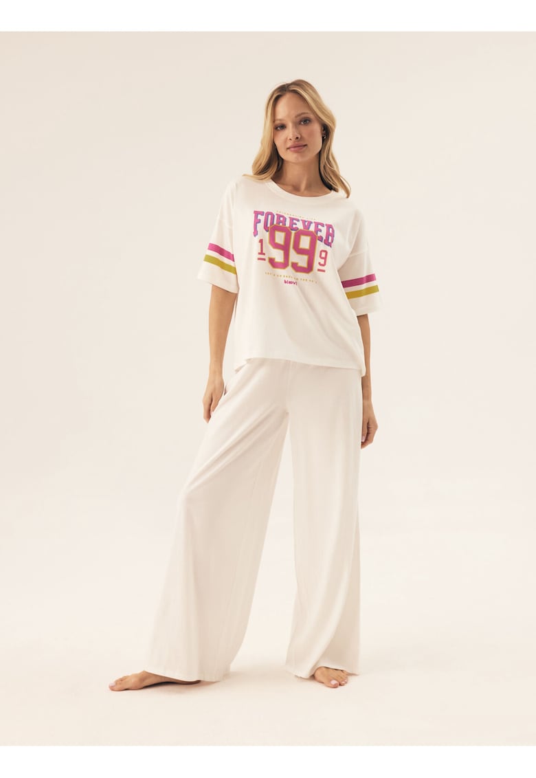 Pijama dama Forever Bej deschis - Text