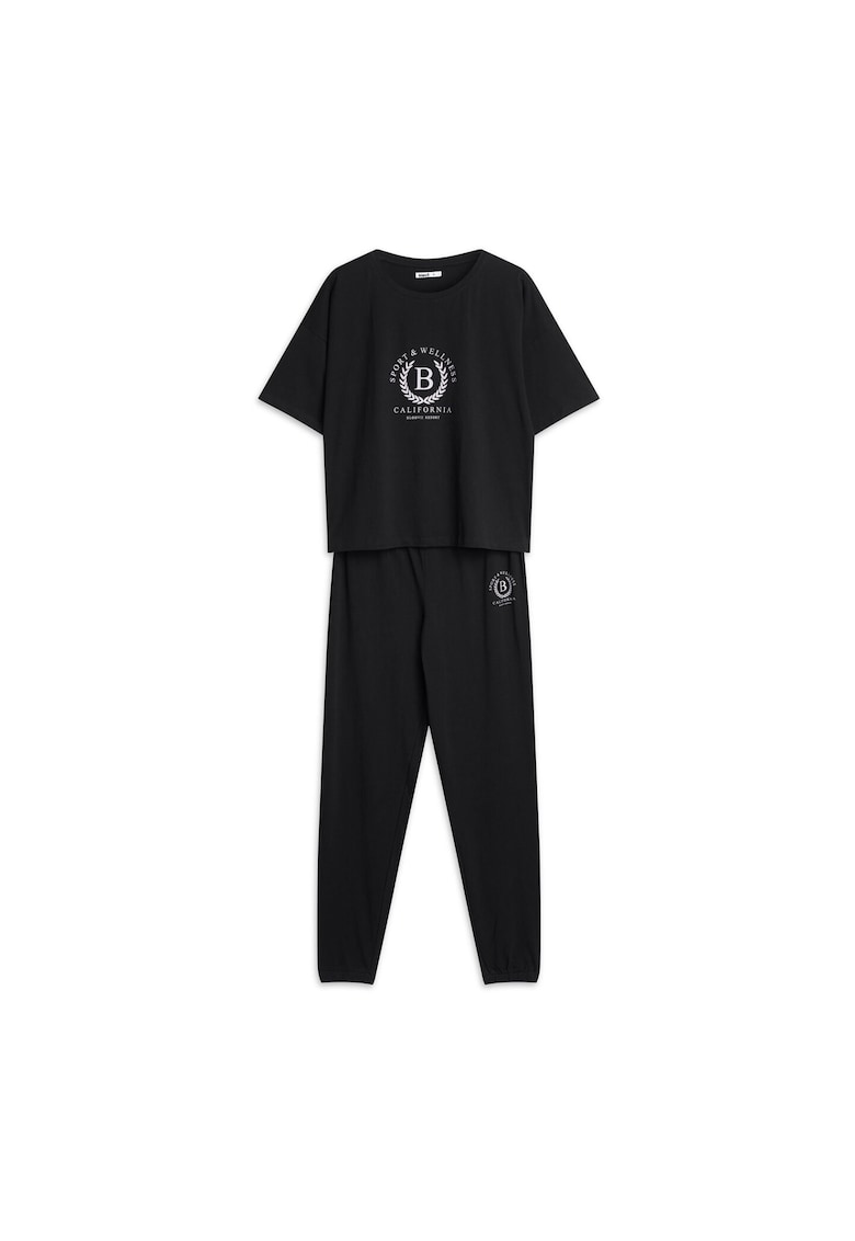Pijama dama Midside Negru - Logo