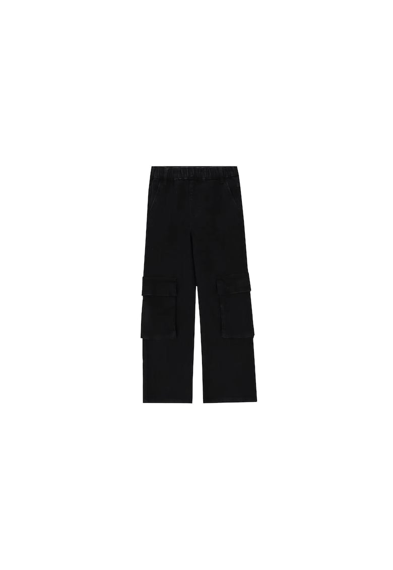 Blugi fete model wide leg - bumbac/elastan - negru