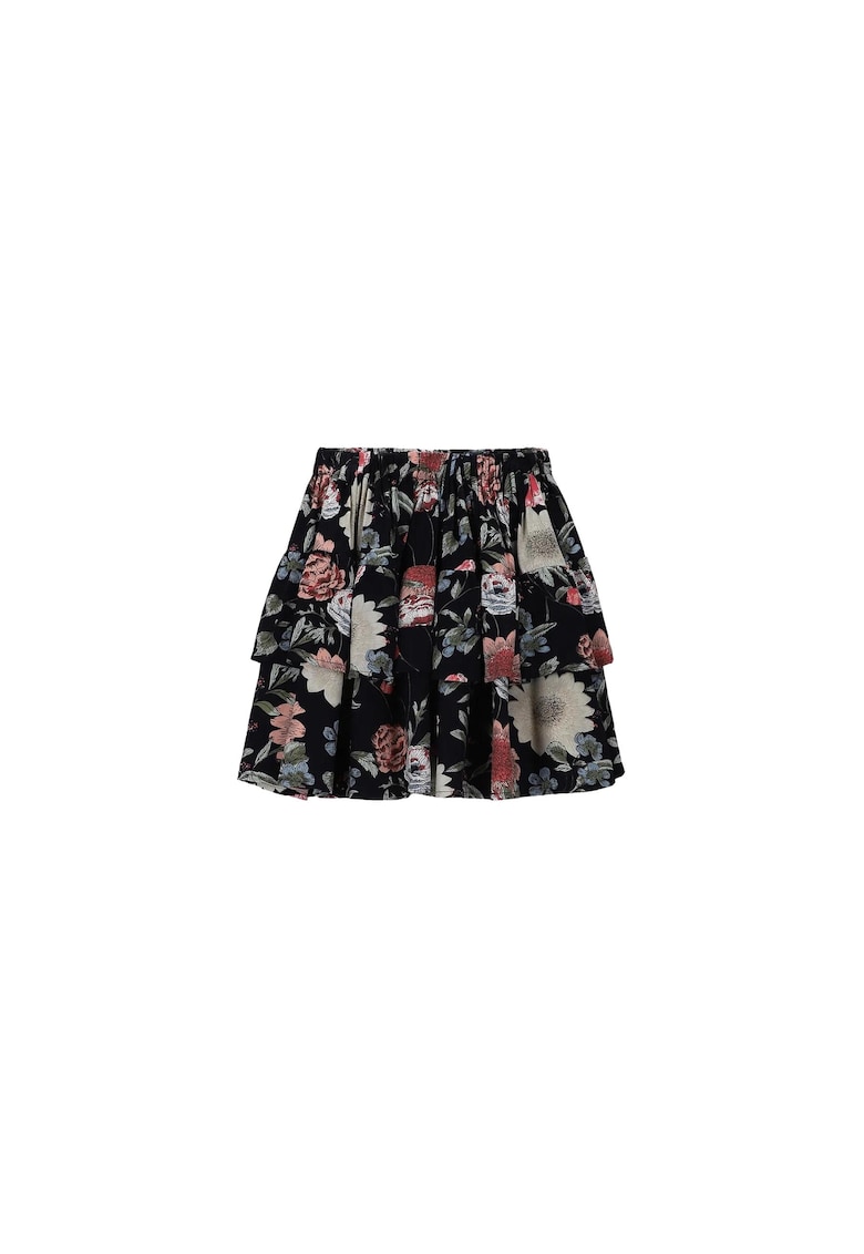 Fusta talie elastica - cu volane - viscoza - multicolor