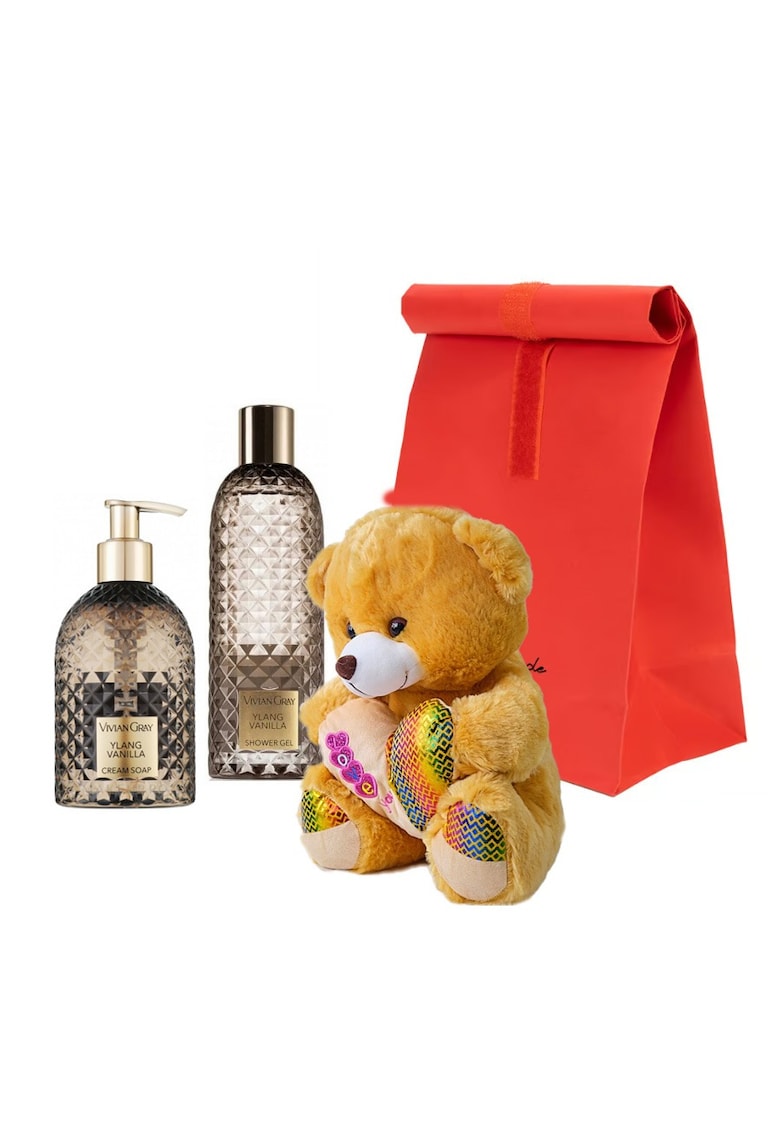 Set Teddyglow cu ursulet de plus - Sapun lichid - 300 ml si Gel de dus - 300 ml