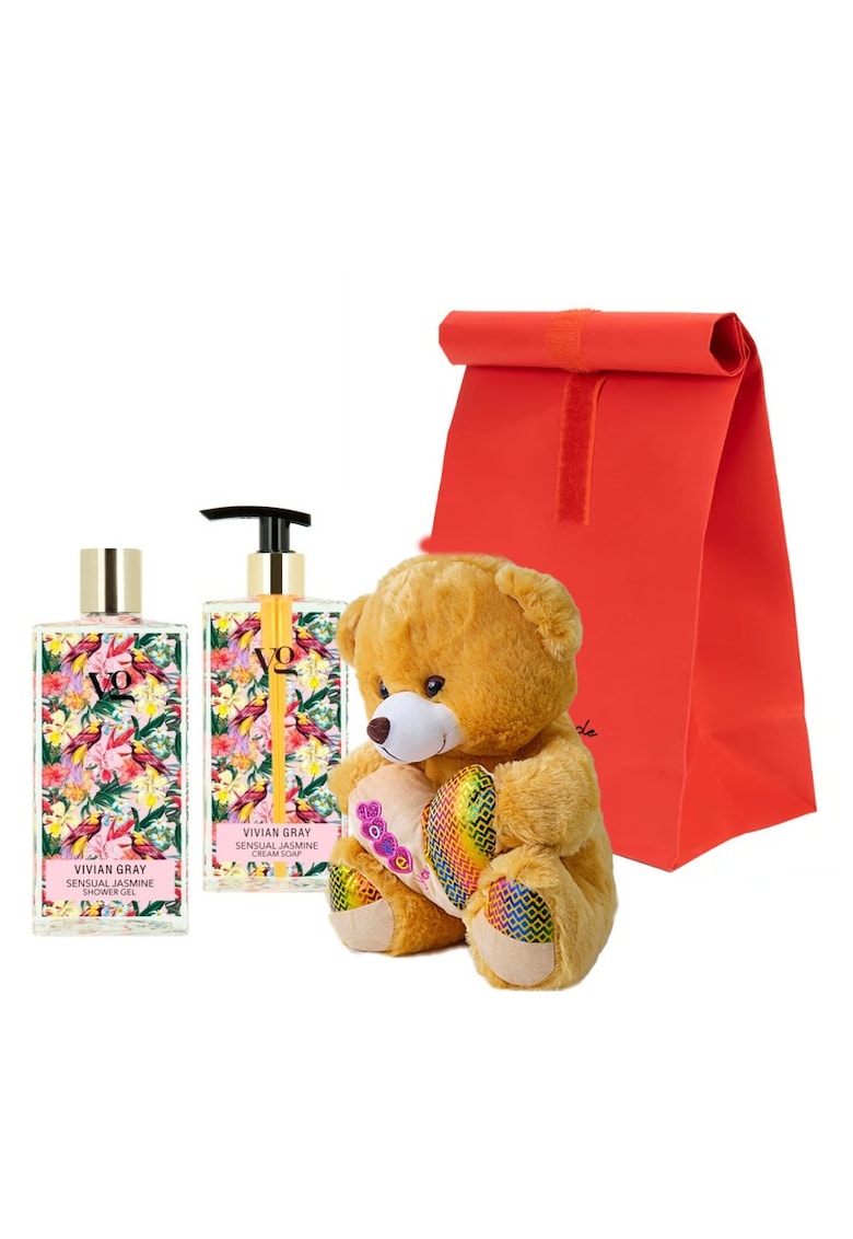 Set Scentbear cu ursulet de plus - Sapun lichid - 350 ml si Gel de dus - 350 ml