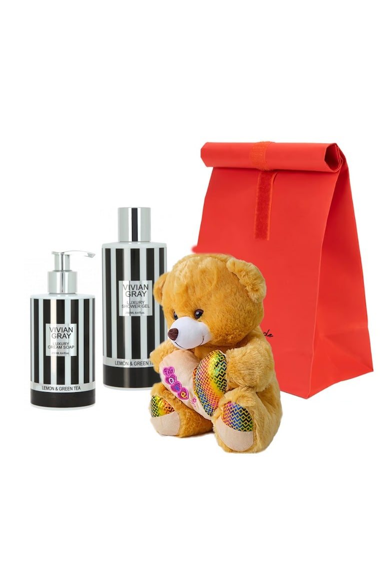 Set Teddaroma cu ursulet de plus - Sapun lichid - 250 ml si Gel de dus - 250 ml