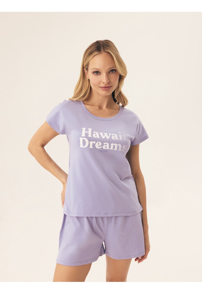 Pijama dama Miskimo Violet deschis - Text