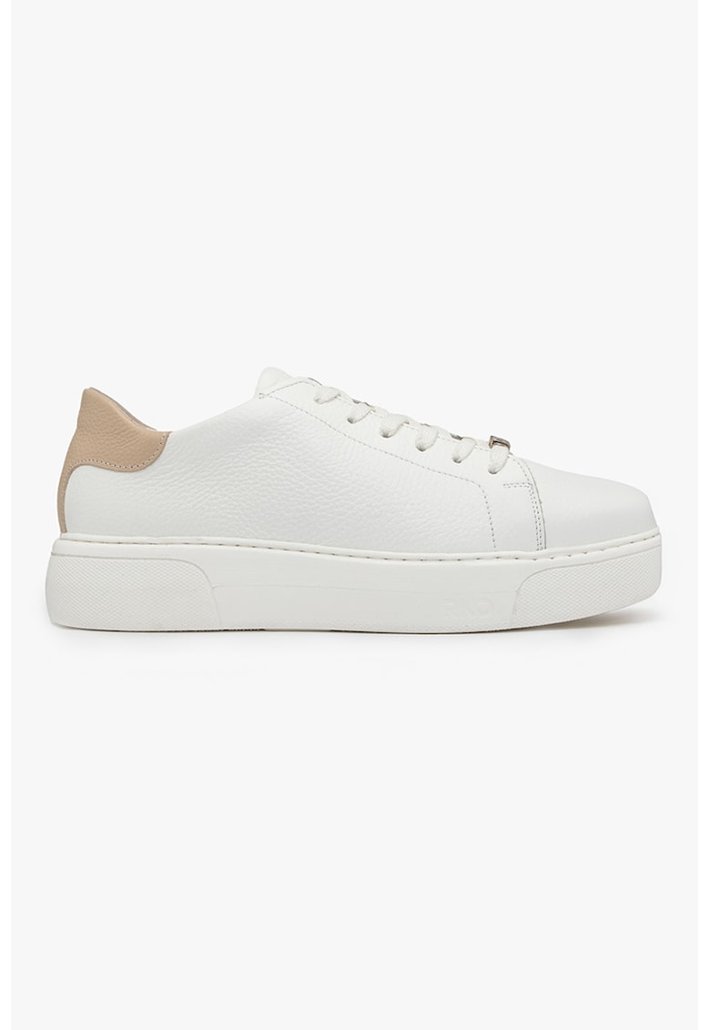 Pantofi sport low-cut de piele - Alb/Bej