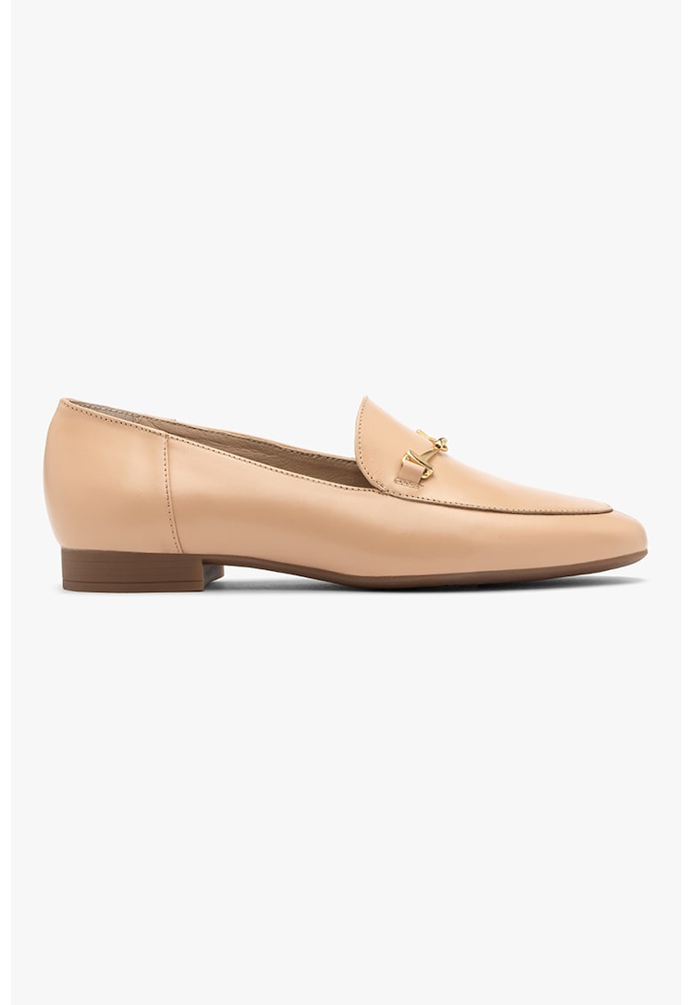 Pantofi loafer de piele cu detalii metalice - Bej