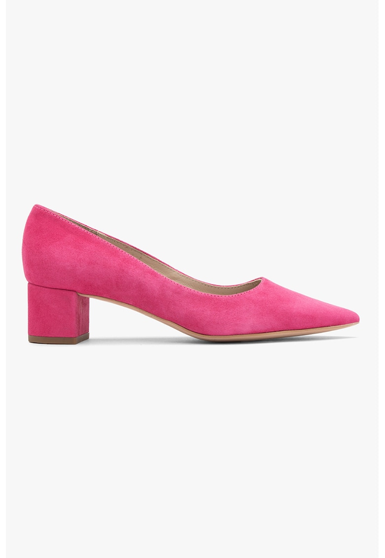 Pantofi de piele cu toc masiv - Fucsia