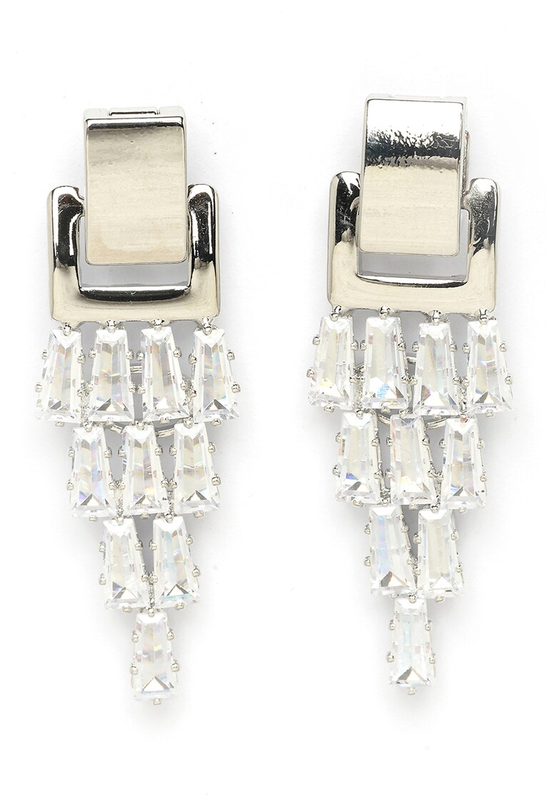 Cercei drop cu cristal - Argintiu/Transparent