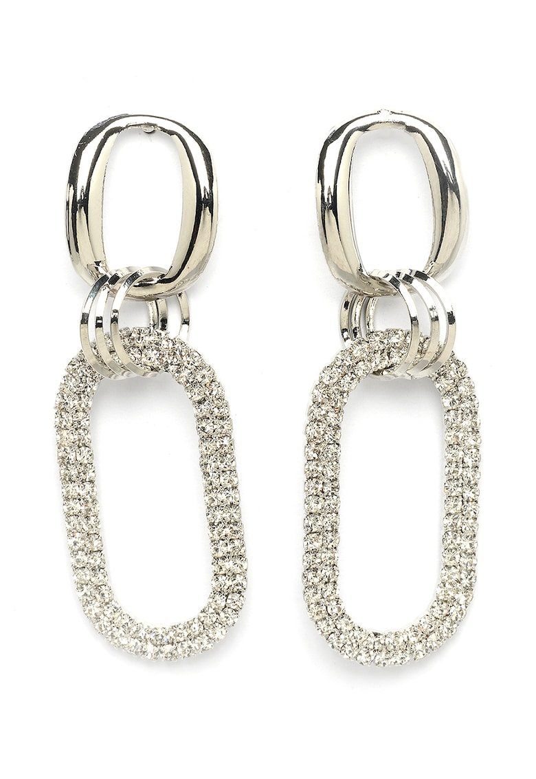 Cercei drop cu cristale - Argintiu/Transparent