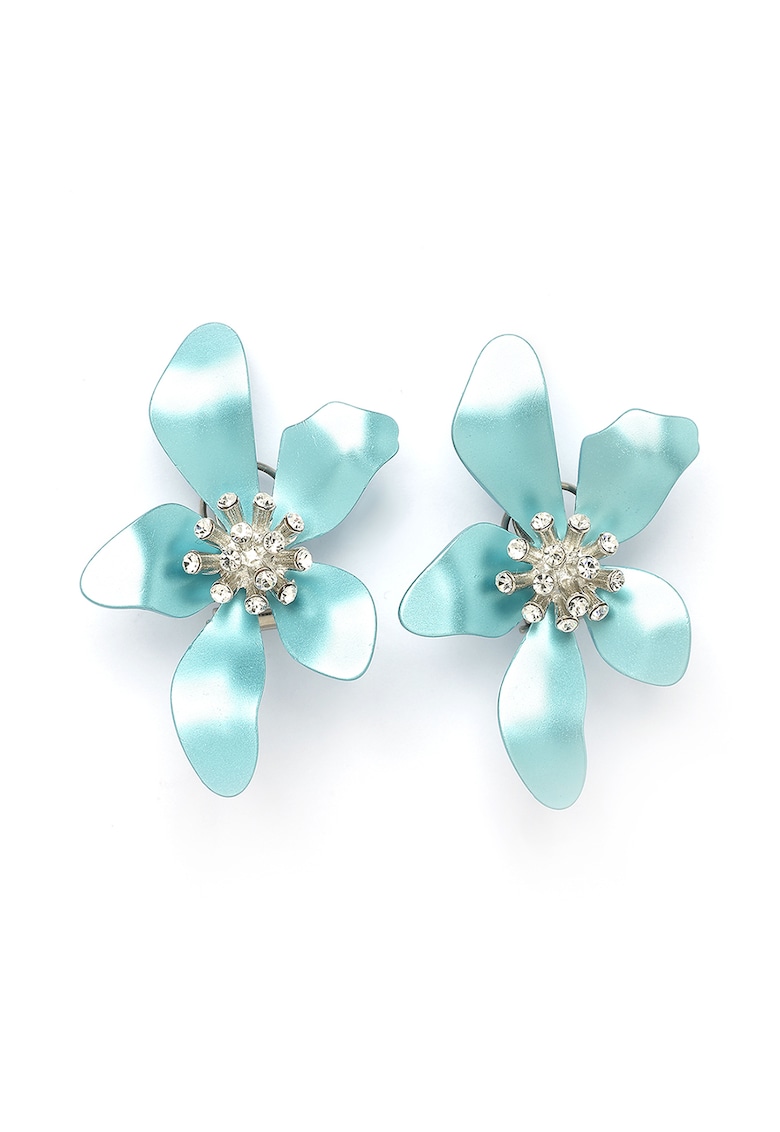 Cercei de aluminiu in forma de floare - Turcoaz