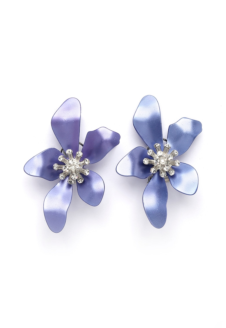 Cercei de aluminiu in forma de floare - Albastru prafuit